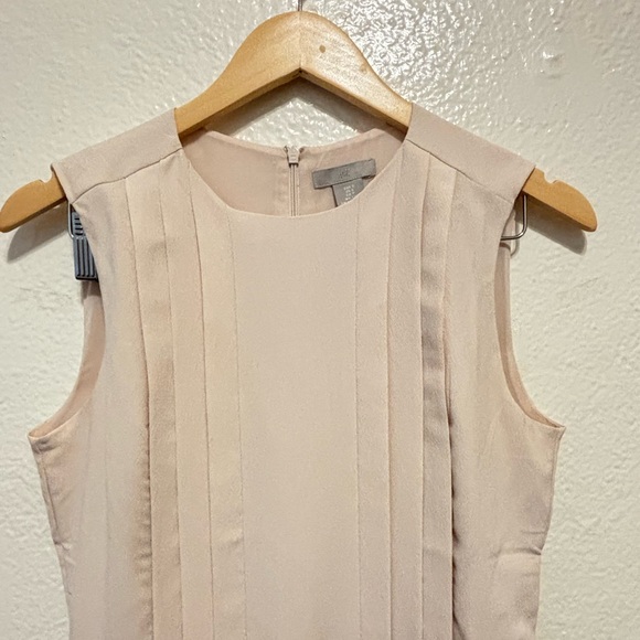 H&M Beige Sleeveless Pleated Dress S - Picture 4 of 10